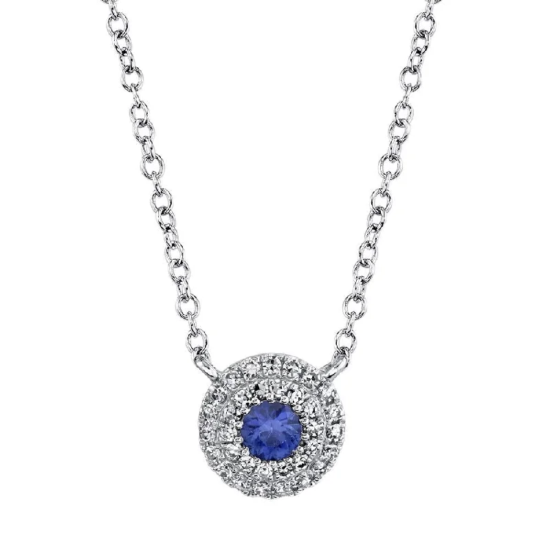 Trendy Chain Earrings For Bold Look-14K White Gold Diamond + Blue Sapphire Necklace